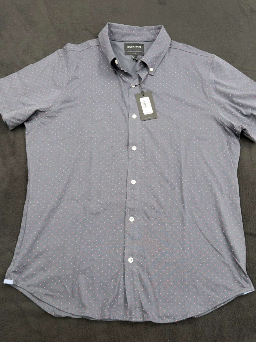 Bonobos Miller Cove Dot short sleeve shirt. Slim fit. Large